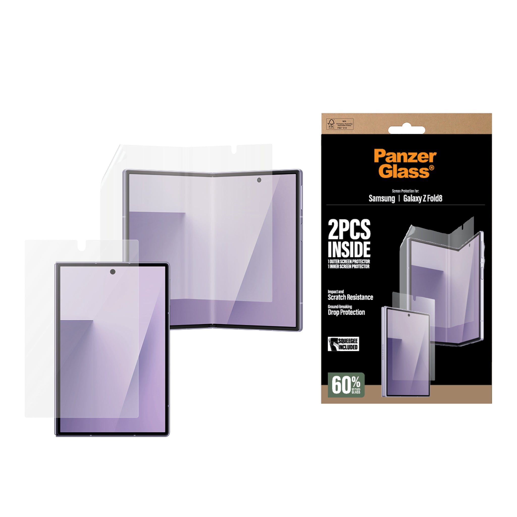 PanzerGlass® Sub Skærmbeskyttelse & Main Film Skærmbeskyttelse Samsung new Galaxy Z Fold7 | Classic Fit